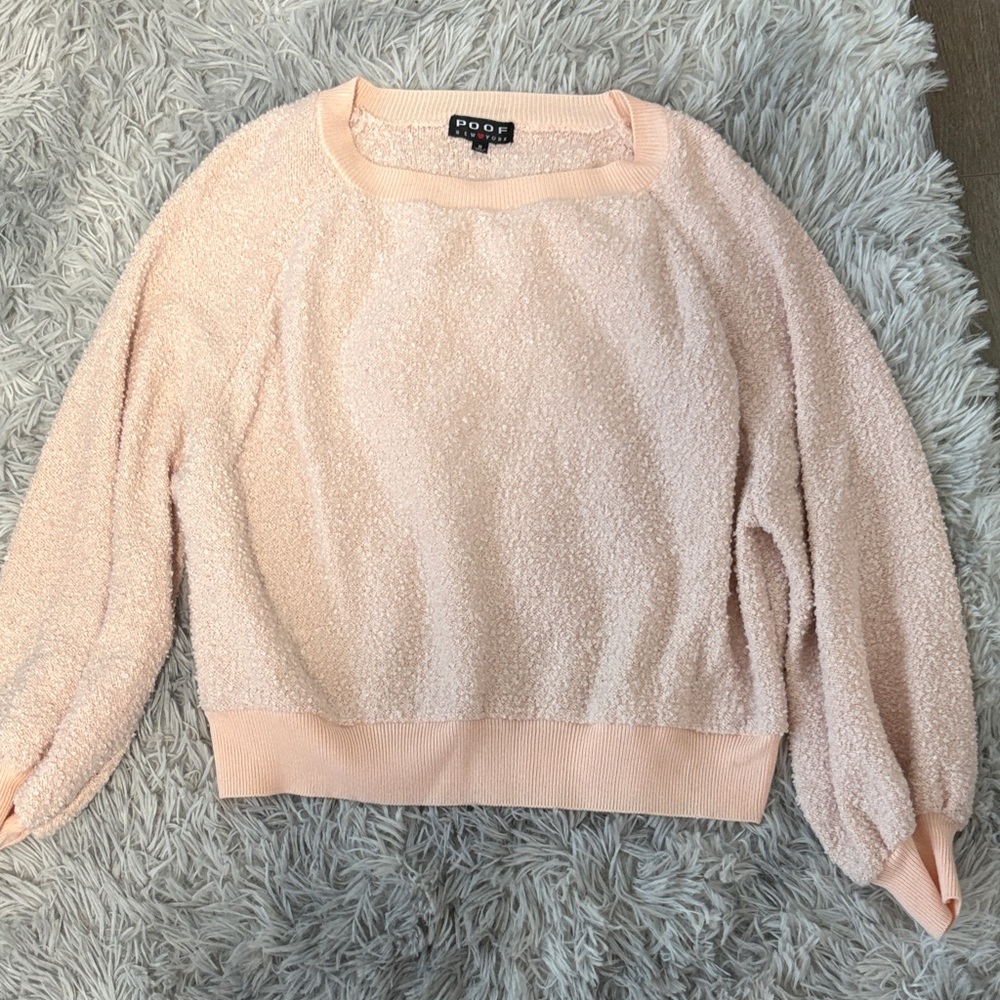 Light Pink Bouclé Crewneck Sweater Small